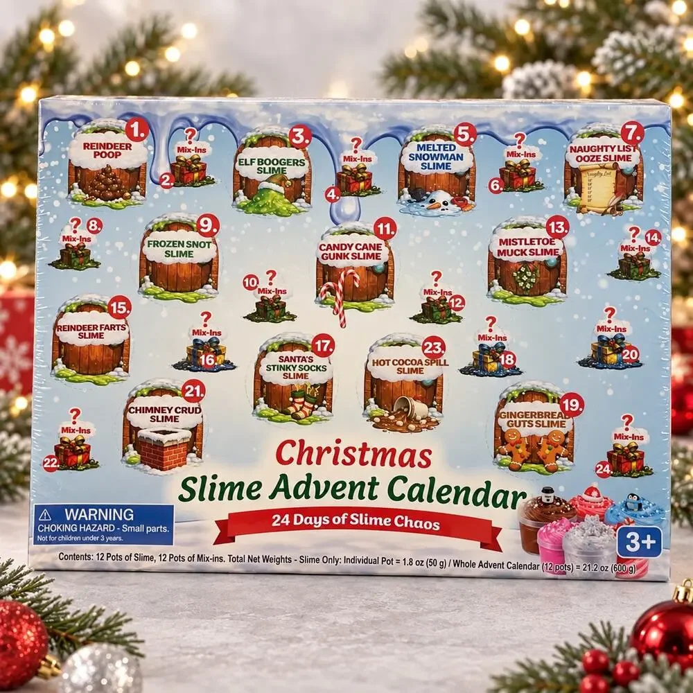 Christmas Slime Advent Calendar 24 Days 12 Slimes Mix-Ins New Sealed